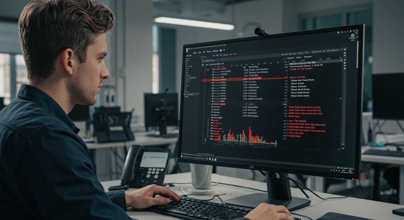 IT administrator checking event logs to troubleshoot Why Does Citrix Keep Disconnecting issues on a virtual desktop.