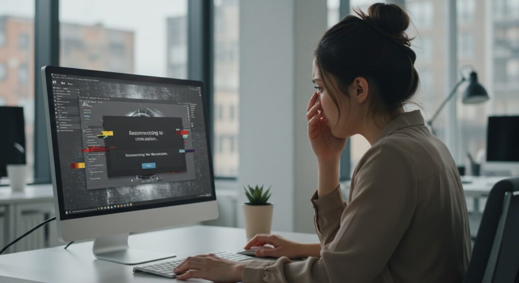 Employee facing a reconnection error screen, showing real-world frustration with Why Does Citrix Keep Disconnecting problems.