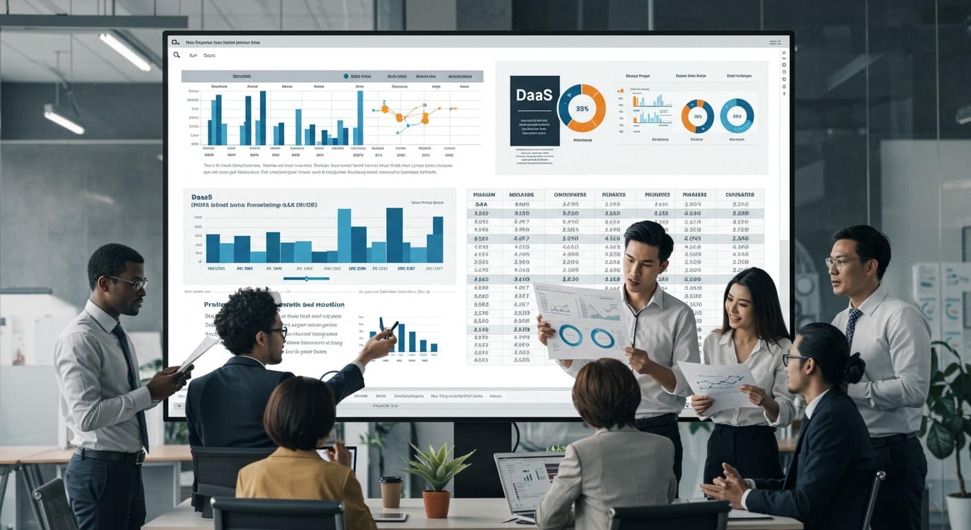 Business team reviewing detailed analytics to evaluate device as a service pricing and cost management.
