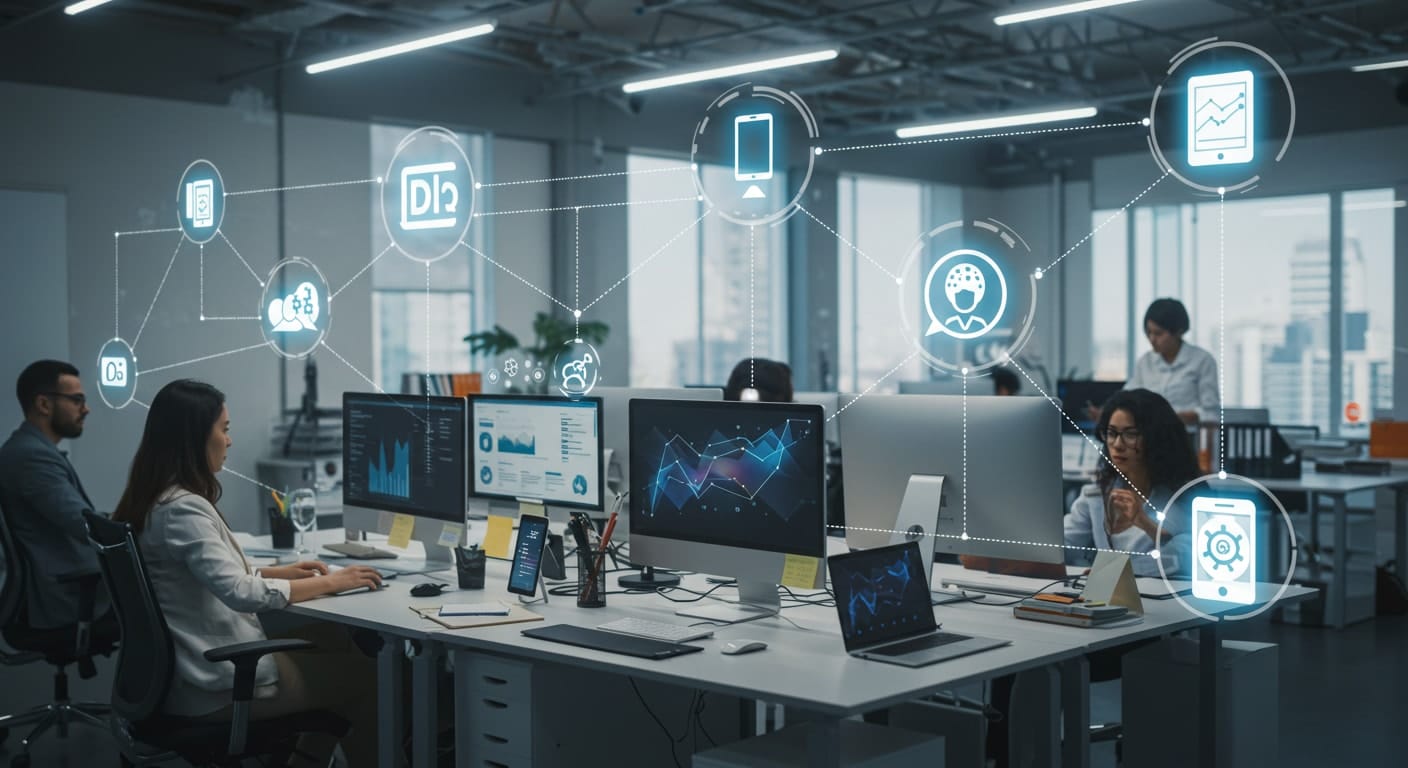 Modern office illustrating seamless connectivity and streamlined IT management achievable through transparent device as a service pricing