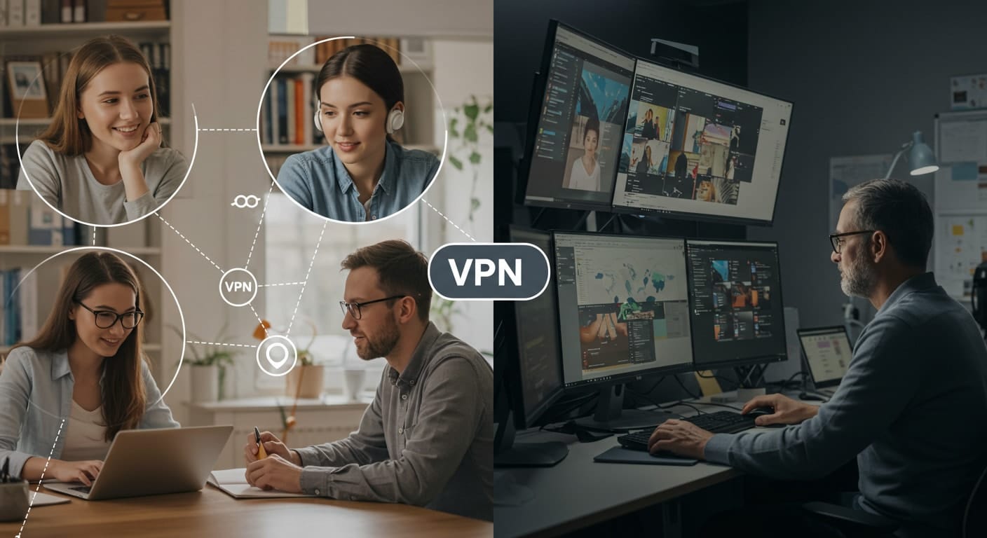 Visual comparison of VPN in remote collaboration and enterprise environments, highlighting user access and security concerns in the Citrix vs VPN debate.