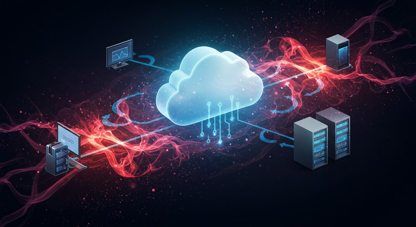 Cloud infrastructure illustration related to VMware Horizon vs Citrix cloud-based virtual desktops