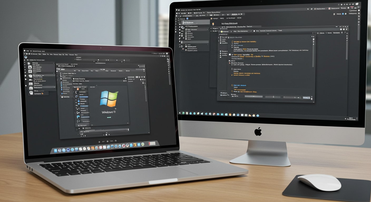 Parallels Desktop running Windows VM on MacBook next to VMware Fusion development environment