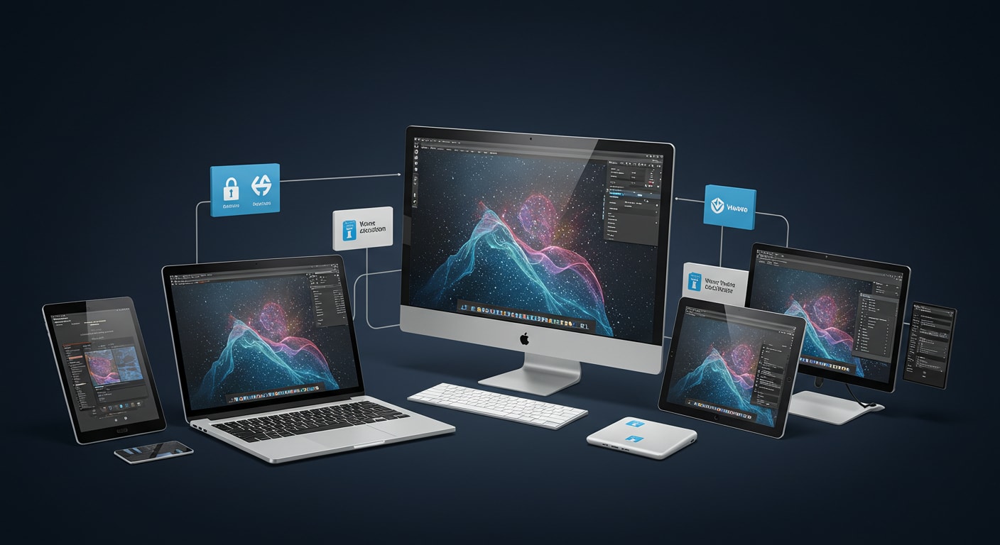 Cross-device virtual desktop access illustration explaining Why Does Citrix Keep Disconnecting on different platforms