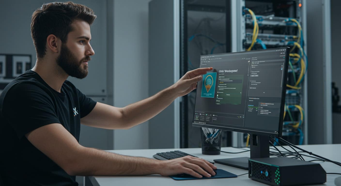System administrator managing Citrix Workspace on a Windows PC in a server room environment