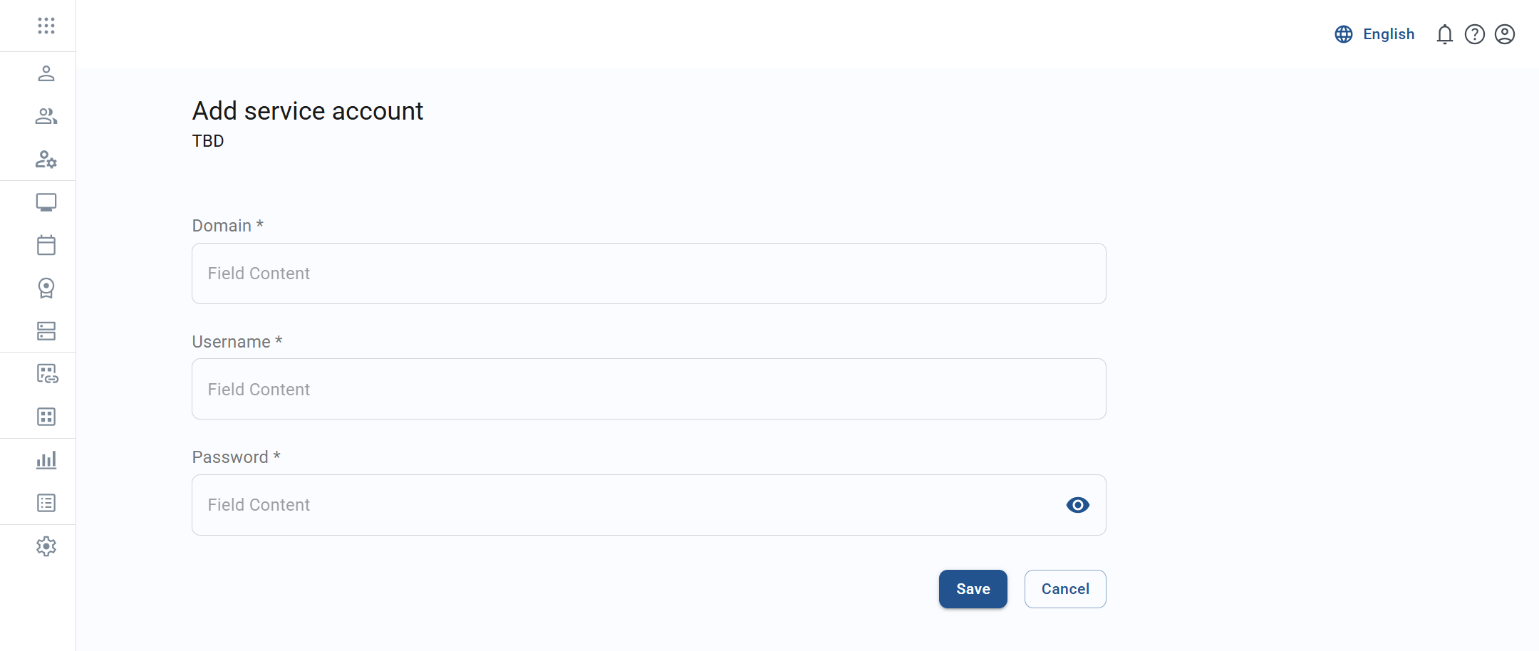 add service account screen