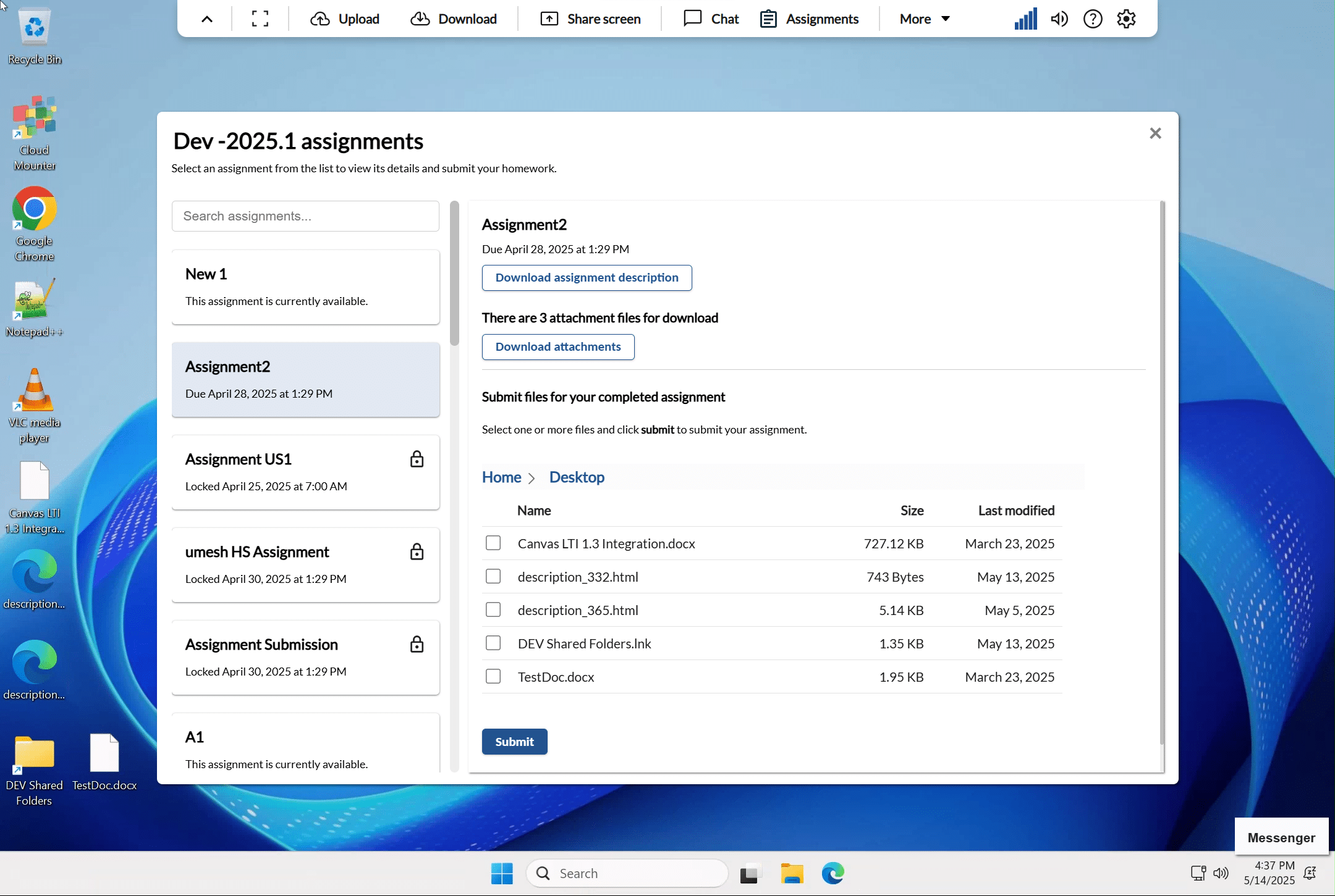 assignment manager showing assignment details