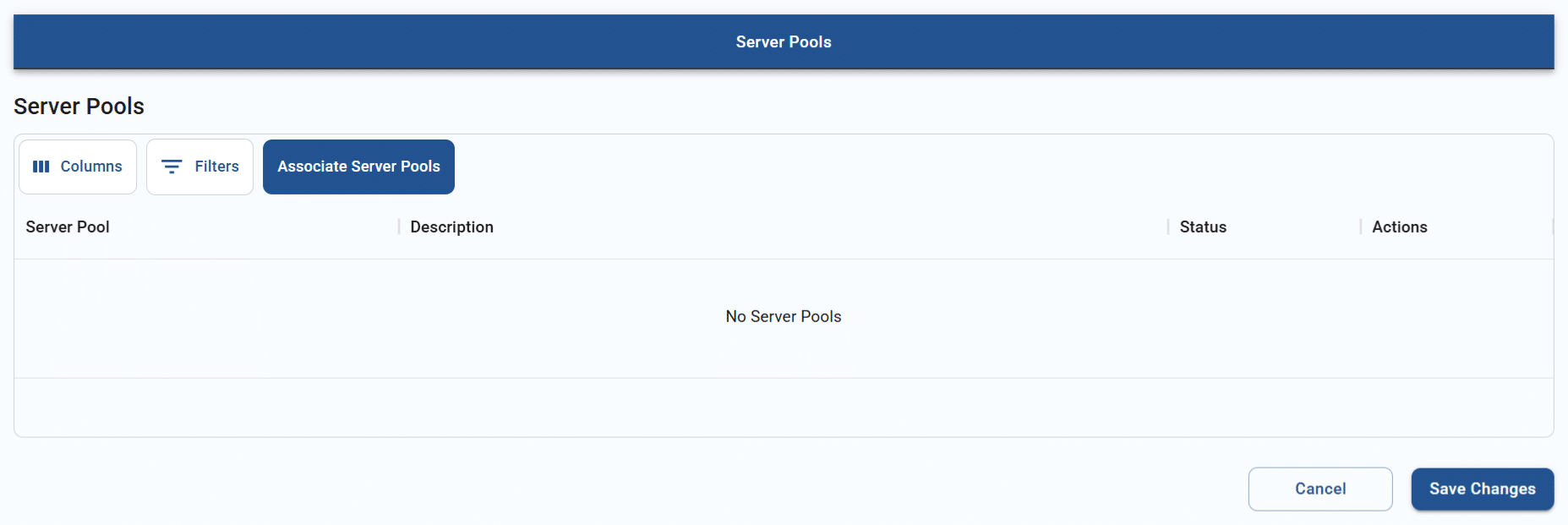 server pools tab for a desktop pool