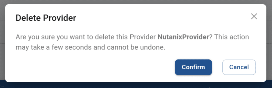 delete provider pop-up for a resource hub
