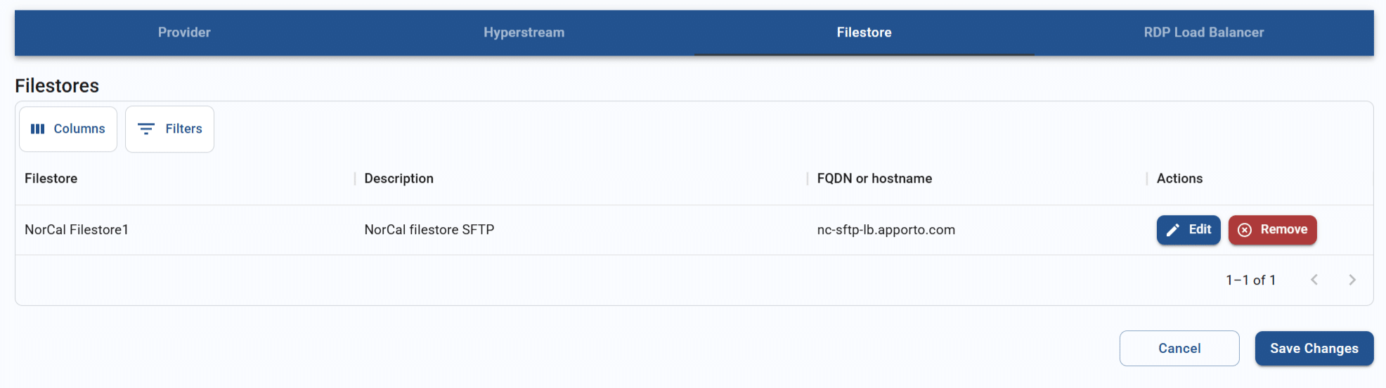 filestore tab for a resource hub