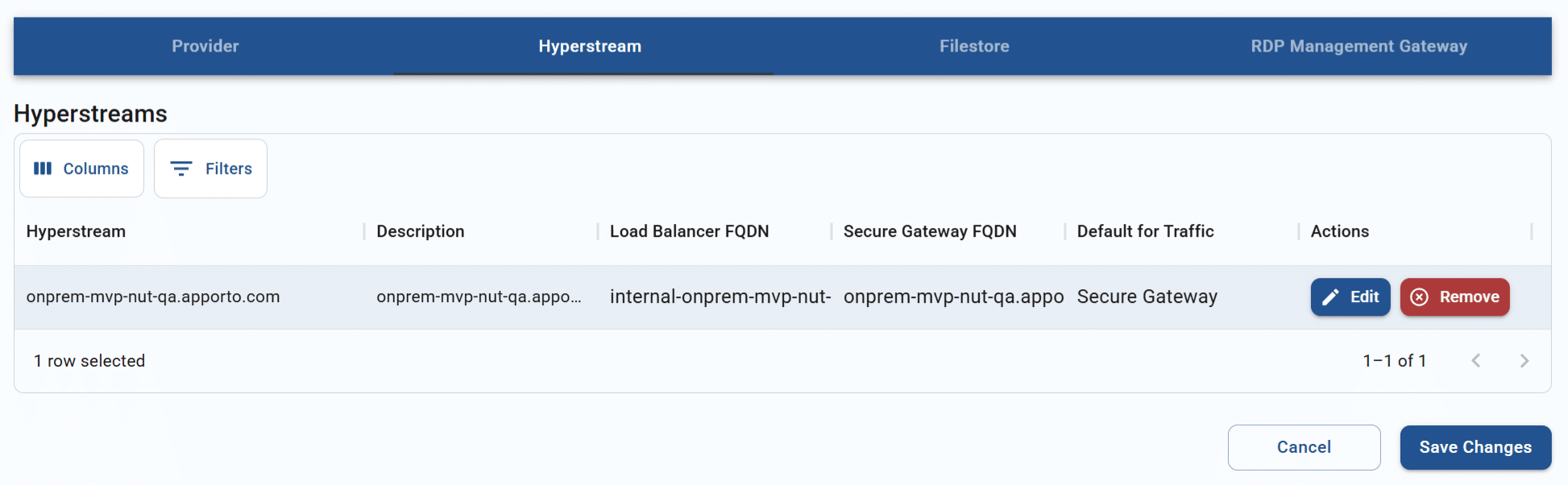 the hyperstream tab for a resource hub