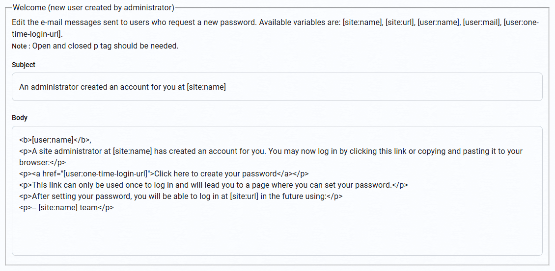 email tab of the setup screen
