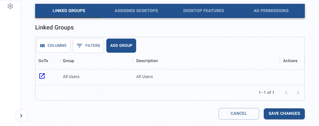 user groups list on create user screen